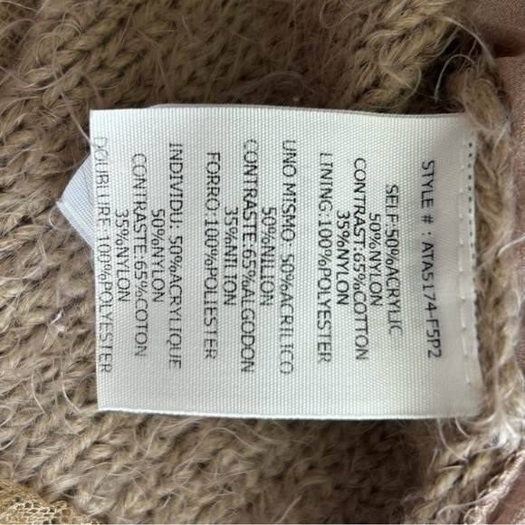 A’reve Women’s Size Medium Beige Knit Lace Hem Bow Open Back Pullover - Picture 6 of 6